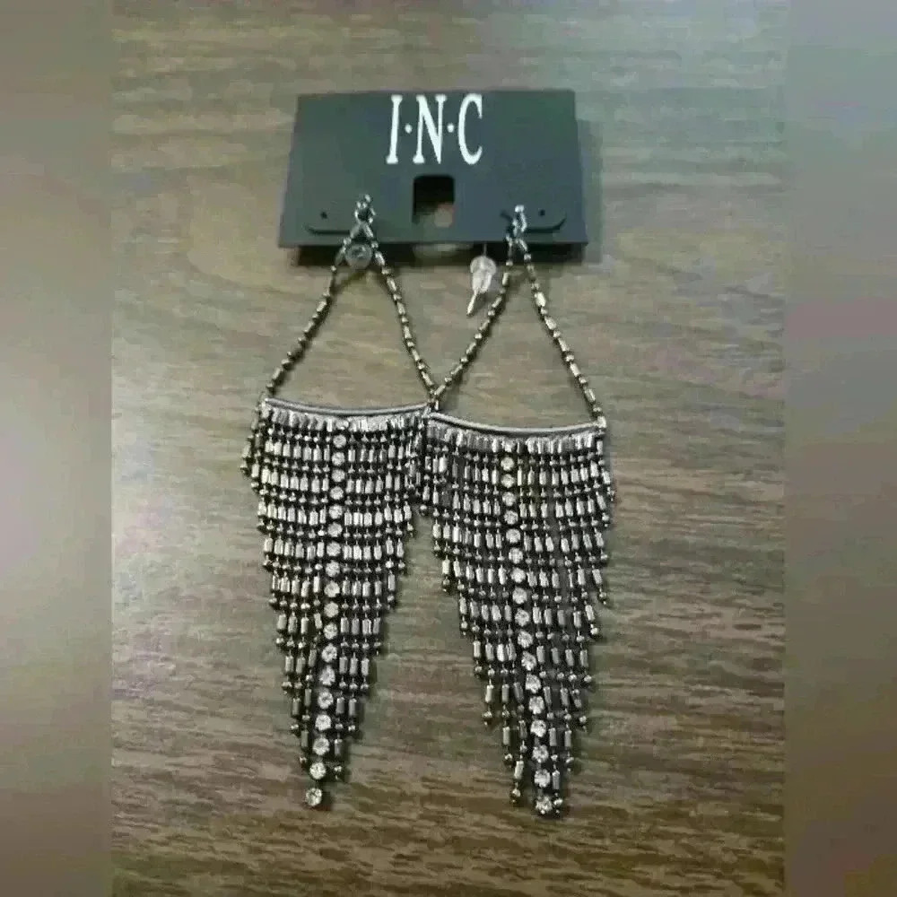 I.N.C. Silver bling tassel earrings - Picture 2 of 3